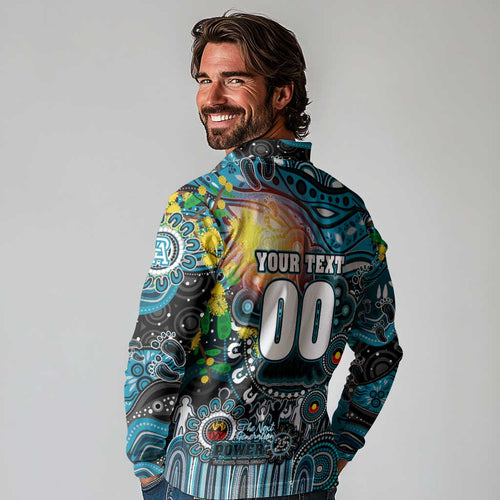 Personalised NAIDOC Week 2025 Power Football Long Sleeve Polo Shirt Aboriginal Dot Painting