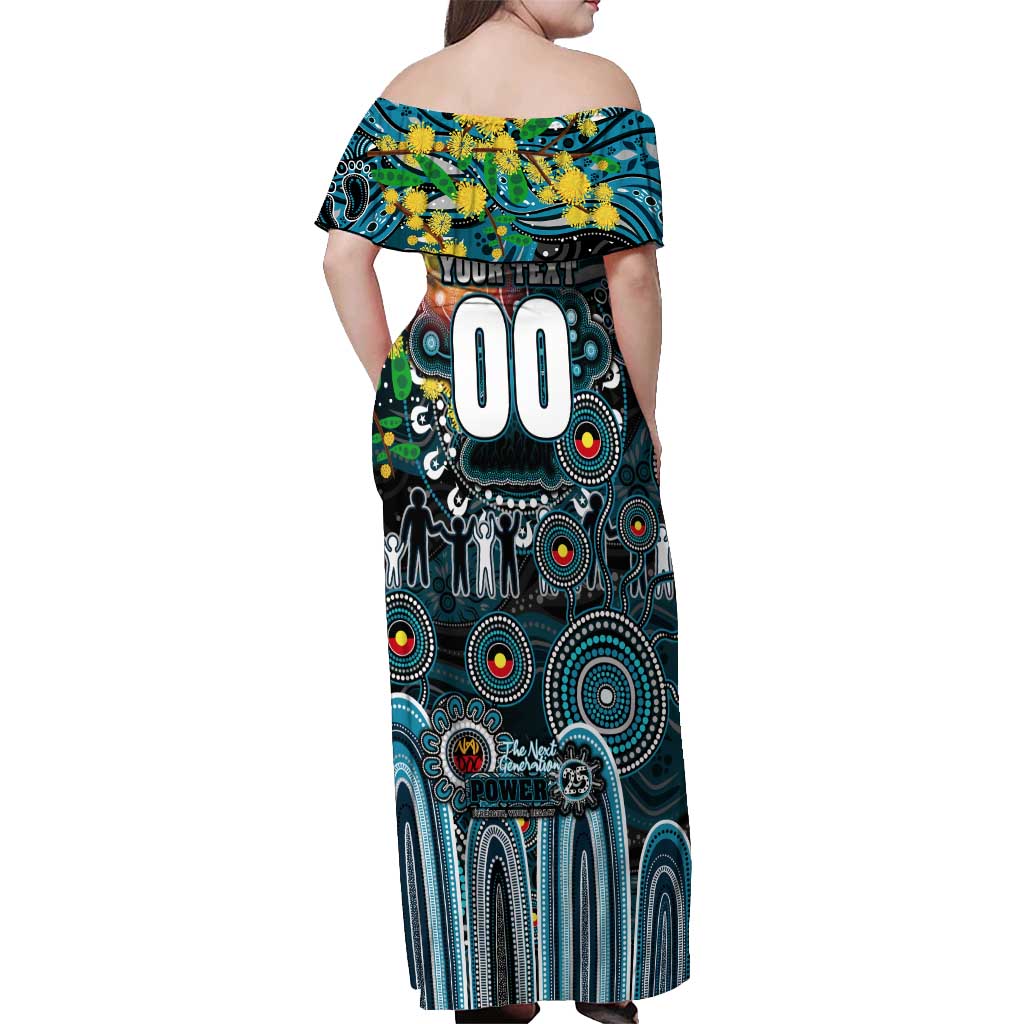 Personalised NAIDOC Week 2025 Power Football Off Shoulder Maxi Dress Aboriginal Dot Painting