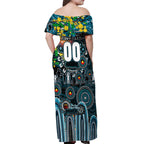 Personalised NAIDOC Week 2025 Power Football Off Shoulder Maxi Dress Aboriginal Dot Painting