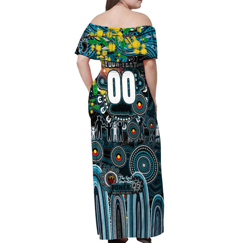 Personalised NAIDOC Week 2025 Power Football Off Shoulder Maxi Dress Aboriginal Dot Painting