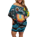 Personalised NAIDOC Week 2025 Power Football Off Shoulder Short Dress Aboriginal Dot Painting