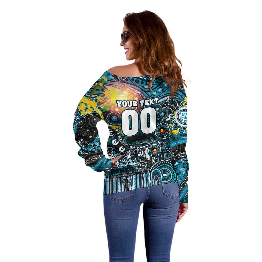 Personalised NAIDOC Week 2025 Power Football Off Shoulder Sweater Aboriginal Dot Painting