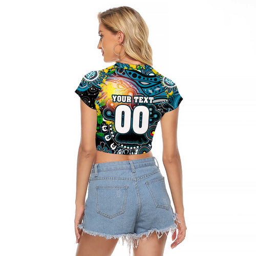 Personalised NAIDOC Week 2025 Power Football Raglan Cropped T Shirt Aboriginal Dot Painting