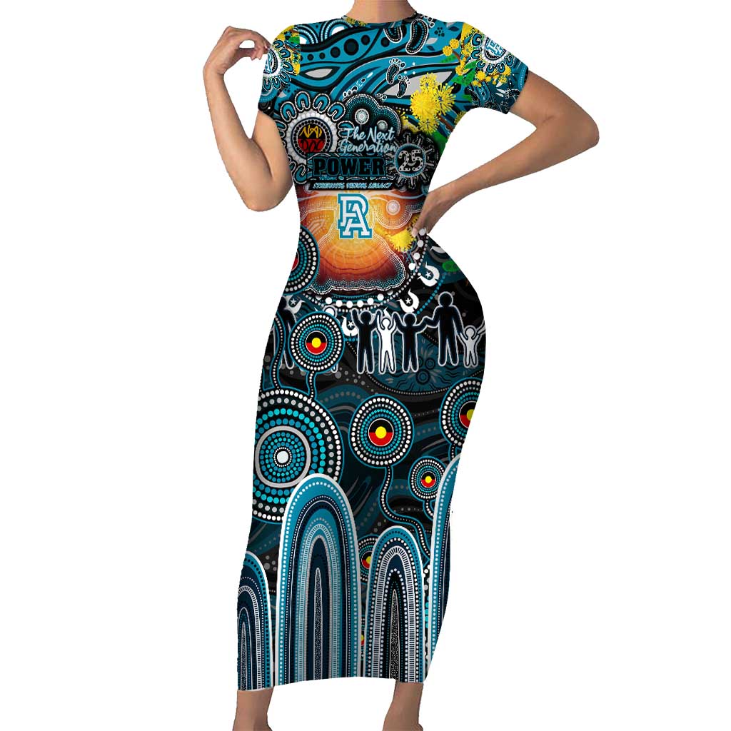 Personalised NAIDOC Week 2025 Power Football Short Sleeve Bodycon Dress Aboriginal Dot Painting