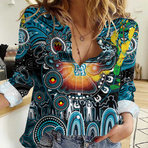 Personalised NAIDOC Week 2025 Power Football Women Casual Shirt Aboriginal Dot Painting