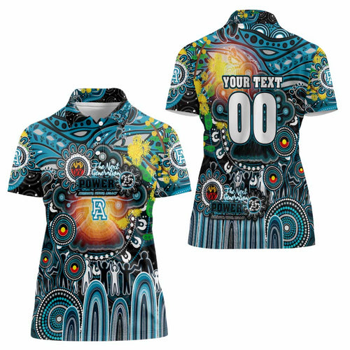 Personalised NAIDOC Week 2025 Power Football Women Polo Shirt Aboriginal Dot Painting