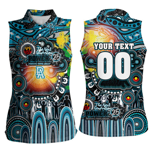 Personalised NAIDOC Week 2025 Power Football Women Sleeveless Polo Shirt Aboriginal Dot Painting