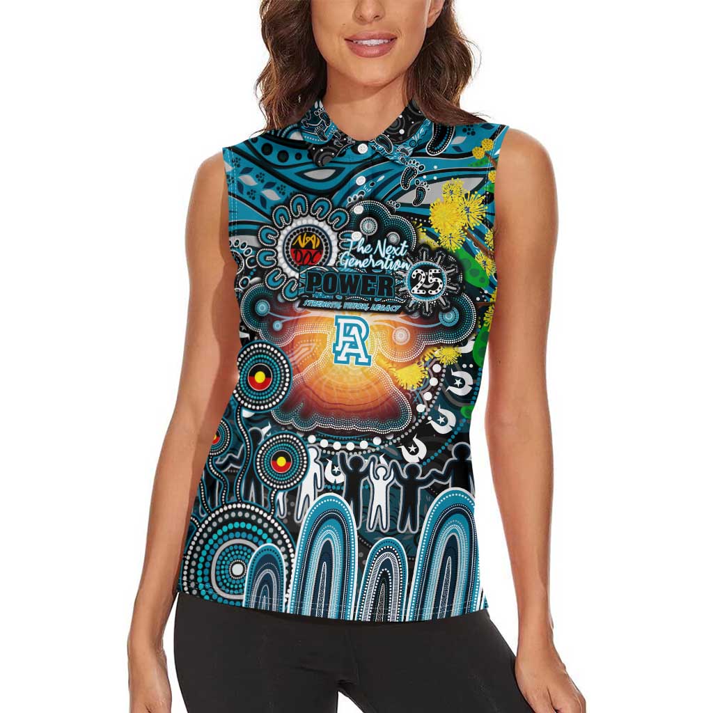 Personalised NAIDOC Week 2025 Power Football Women Sleeveless Polo Shirt Aboriginal Dot Painting