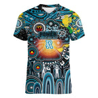Personalised NAIDOC Week 2025 Power Football Women V-Neck T-Shirt Aboriginal Dot Painting