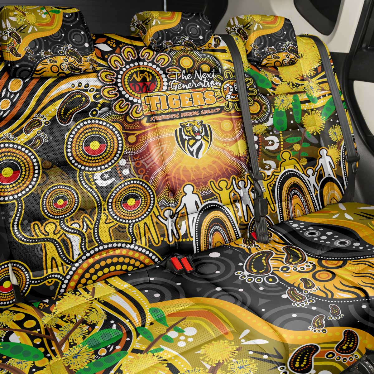 NAIDOC Week 2025 Tiger Football Back Car Seat Cover Aboriginal Dot Painting