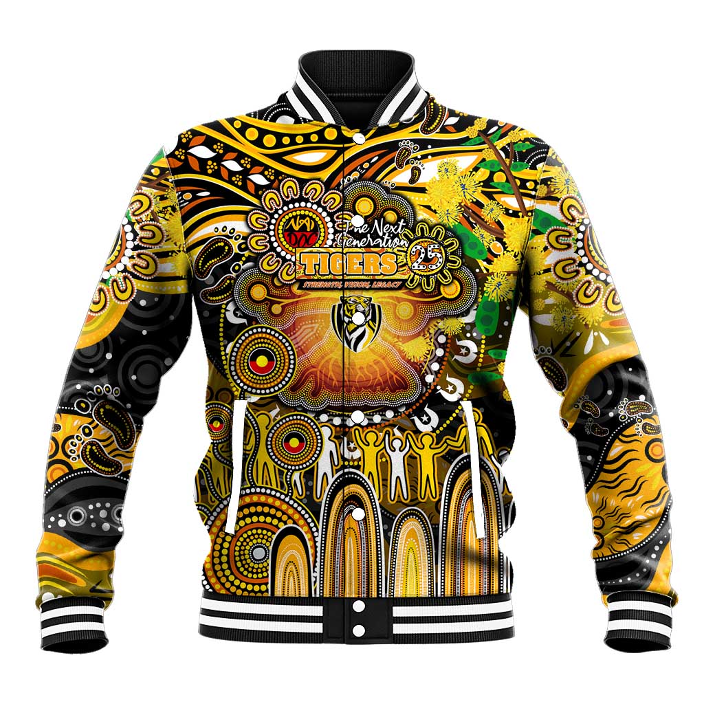Personalised NAIDOC Week 2025 Tiger Football Baseball Jacket Aboriginal Dot Painting