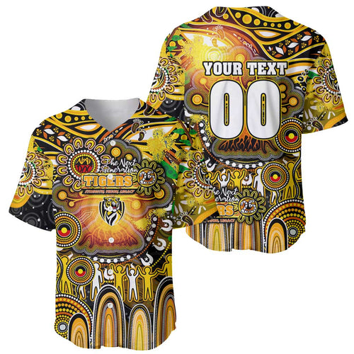 Personalised NAIDOC Week 2025 Tiger Football Baseball Jersey Aboriginal Dot Painting