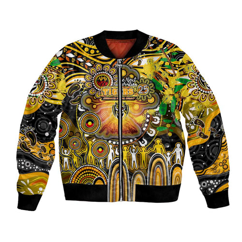 Personalised NAIDOC Week 2025 Tiger Football Bomber Jacket Aboriginal Dot Painting