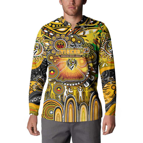 Personalised NAIDOC Week 2025 Tiger Football Button Sweatshirt Aboriginal Dot Painting