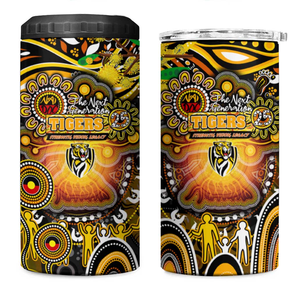 NAIDOC Week 2025 Tiger Football 4 in 1 Can Cooler Tumbler Aboriginal Dot Painting