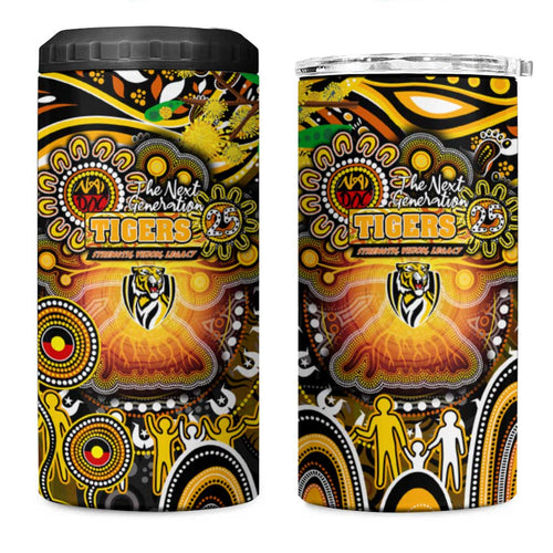 NAIDOC Week 2025 Tiger Football 4 in 1 Can Cooler Tumbler Aboriginal Dot Painting