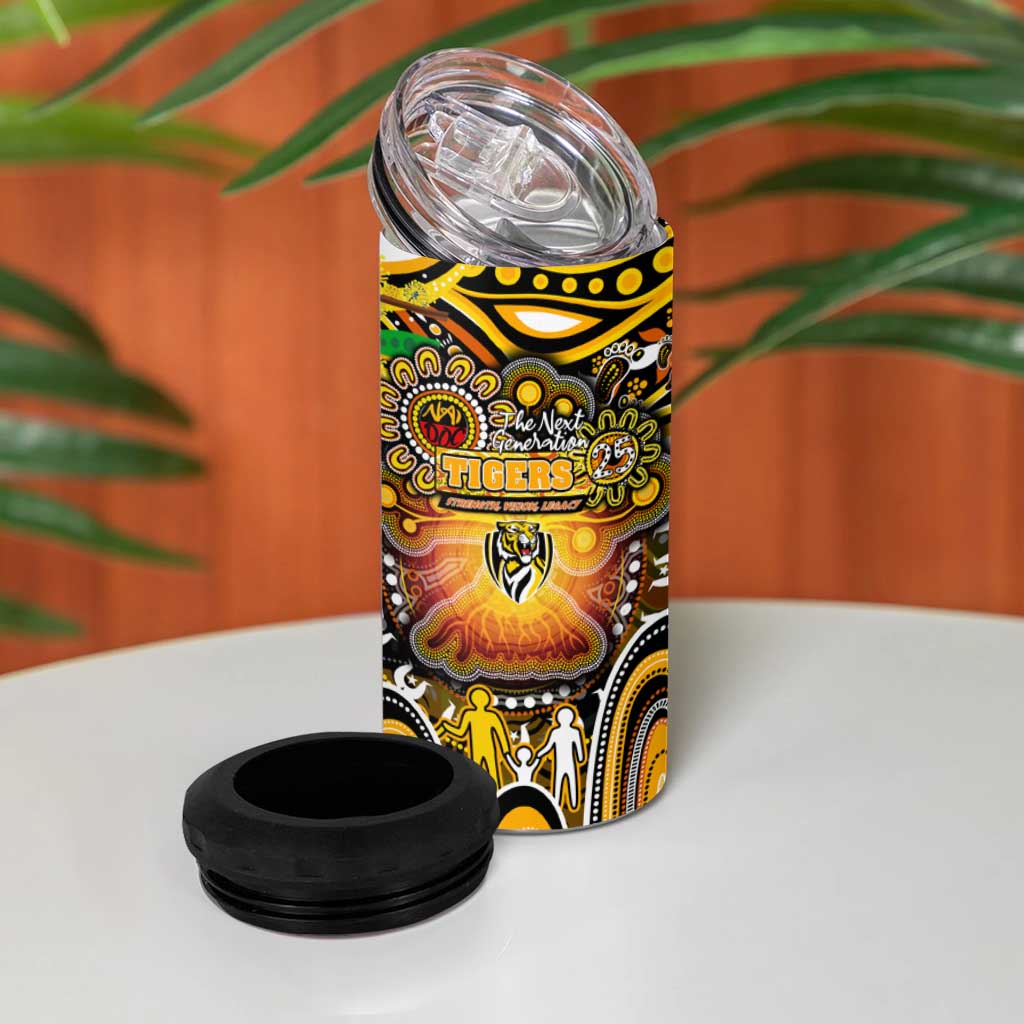 NAIDOC Week 2025 Tiger Football 4 in 1 Can Cooler Tumbler Aboriginal Dot Painting
