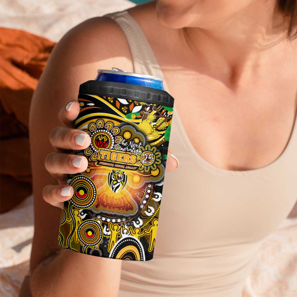 NAIDOC Week 2025 Tiger Football 4 in 1 Can Cooler Tumbler Aboriginal Dot Painting