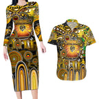 Personalised NAIDOC Week 2025 Tiger Football Couples Matching Long Sleeve Bodycon Dress and Hawaiian Shirt Aboriginal Dot Painting