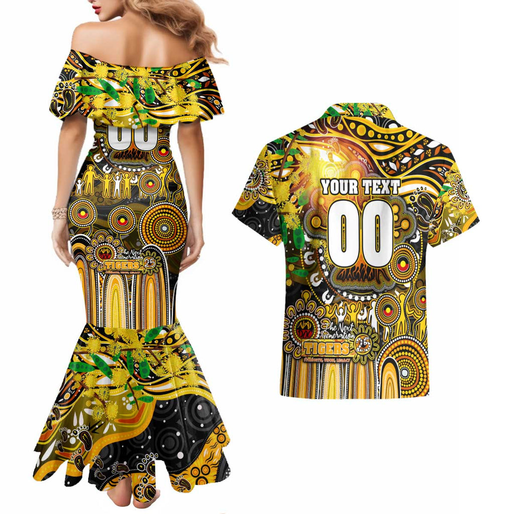 Personalised NAIDOC Week 2025 Tiger Football Couples Matching Mermaid Dress and Hawaiian Shirt Aboriginal Dot Painting