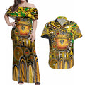 Personalised NAIDOC Week 2025 Tiger Football Couples Matching Off Shoulder Maxi Dress and Hawaiian Shirt Aboriginal Dot Painting