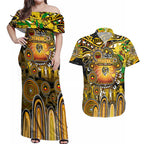 Personalised NAIDOC Week 2025 Tiger Football Couples Matching Off Shoulder Maxi Dress and Hawaiian Shirt Aboriginal Dot Painting