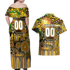 Personalised NAIDOC Week 2025 Tiger Football Couples Matching Off Shoulder Maxi Dress and Hawaiian Shirt Aboriginal Dot Painting