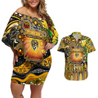 Personalised NAIDOC Week 2025 Tiger Football Couples Matching Off Shoulder Short Dress and Hawaiian Shirt Aboriginal Dot Painting