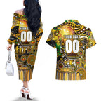 Personalised NAIDOC Week 2025 Tiger Football Couples Matching Off The Shoulder Long Sleeve Dress and Hawaiian Shirt Aboriginal Dot Painting