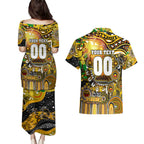 Personalised NAIDOC Week 2025 Tiger Football Couples Matching Puletasi and Hawaiian Shirt Aboriginal Dot Painting