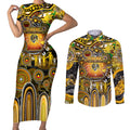Personalised NAIDOC Week 2025 Tiger Football Couples Matching Short Sleeve Bodycon Dress and Long Sleeve Button Shirt Aboriginal Dot Painting