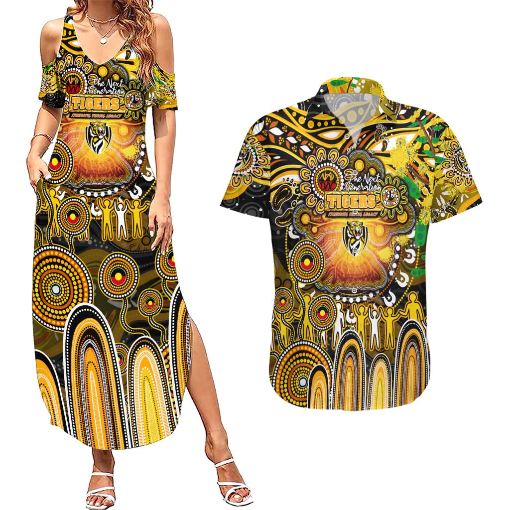 Personalised NAIDOC Week 2025 Tiger Football Couples Matching Summer Maxi Dress and Hawaiian Shirt Aboriginal Dot Painting
