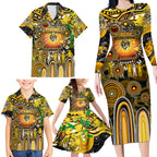Personalised NAIDOC Week 2025 Tiger Football Family Matching Long Sleeve Bodycon Dress and Hawaiian Shirt Aboriginal Dot Painting