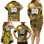 Personalised NAIDOC Week 2025 Tiger Football Family Matching Long Sleeve Bodycon Dress and Hawaiian Shirt Aboriginal Dot Painting