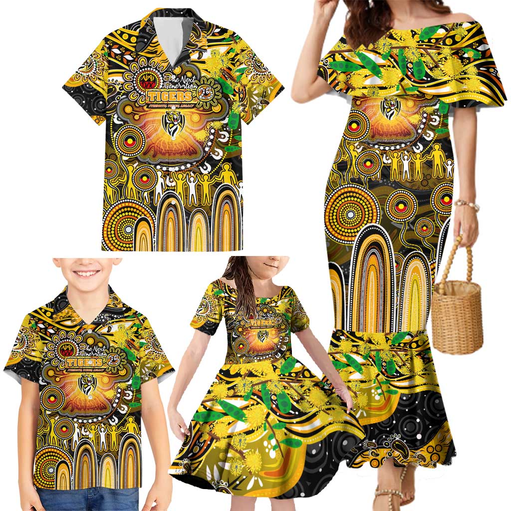 Personalised NAIDOC Week 2025 Tiger Football Family Matching Mermaid Dress and Hawaiian Shirt Aboriginal Dot Painting