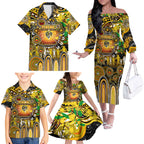 Personalised NAIDOC Week 2025 Tiger Football Family Matching Off The Shoulder Long Sleeve Dress and Hawaiian Shirt Aboriginal Dot Painting