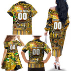 Personalised NAIDOC Week 2025 Tiger Football Family Matching Off The Shoulder Long Sleeve Dress and Hawaiian Shirt Aboriginal Dot Painting