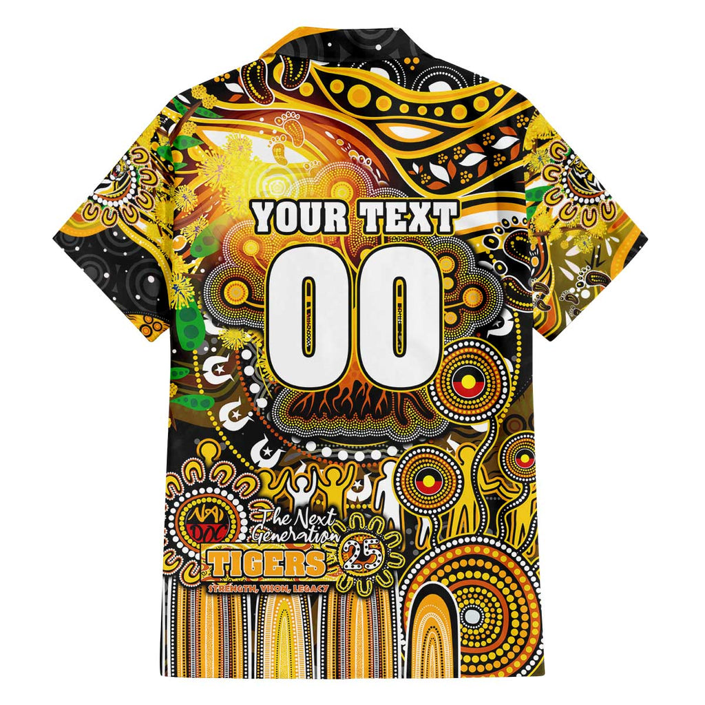 Personalised NAIDOC Week 2025 Tiger Football Family Matching Off The Shoulder Long Sleeve Dress and Hawaiian Shirt Aboriginal Dot Painting