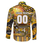 Personalised NAIDOC Week 2025 Tiger Football Family Matching Off The Shoulder Long Sleeve Dress and Hawaiian Shirt Aboriginal Dot Painting