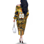 Personalised NAIDOC Week 2025 Tiger Football Family Matching Off The Shoulder Long Sleeve Dress and Hawaiian Shirt Aboriginal Dot Painting
