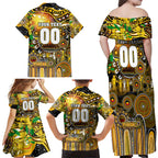 Personalised NAIDOC Week 2025 Tiger Football Family Matching Off Shoulder Maxi Dress and Hawaiian Shirt Aboriginal Dot Painting