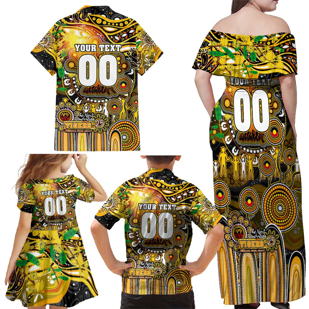 Personalised NAIDOC Week 2025 Tiger Football Family Matching Off Shoulder Maxi Dress and Hawaiian Shirt Aboriginal Dot Painting
