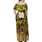 Personalised NAIDOC Week 2025 Tiger Football Family Matching Off Shoulder Maxi Dress and Hawaiian Shirt Aboriginal Dot Painting