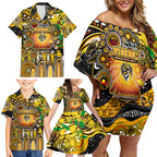 Personalised NAIDOC Week 2025 Tiger Football Family Matching Off Shoulder Short Dress and Hawaiian Shirt Aboriginal Dot Painting