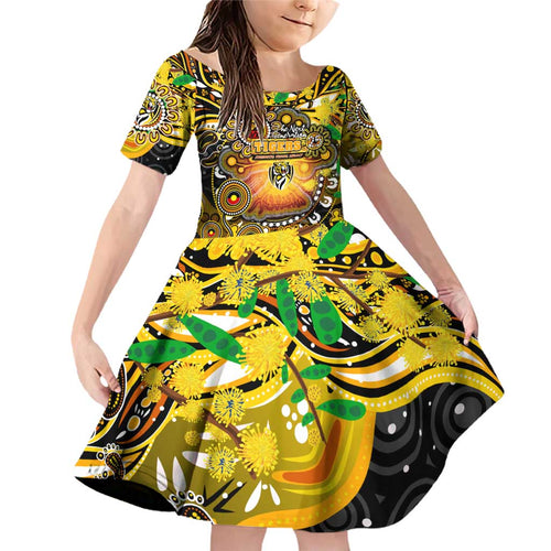 Personalised NAIDOC Week 2025 Tiger Football Family Matching Off Shoulder Short Dress and Hawaiian Shirt Aboriginal Dot Painting
