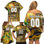 Personalised NAIDOC Week 2025 Tiger Football Family Matching Off Shoulder Short Dress and Hawaiian Shirt Aboriginal Dot Painting