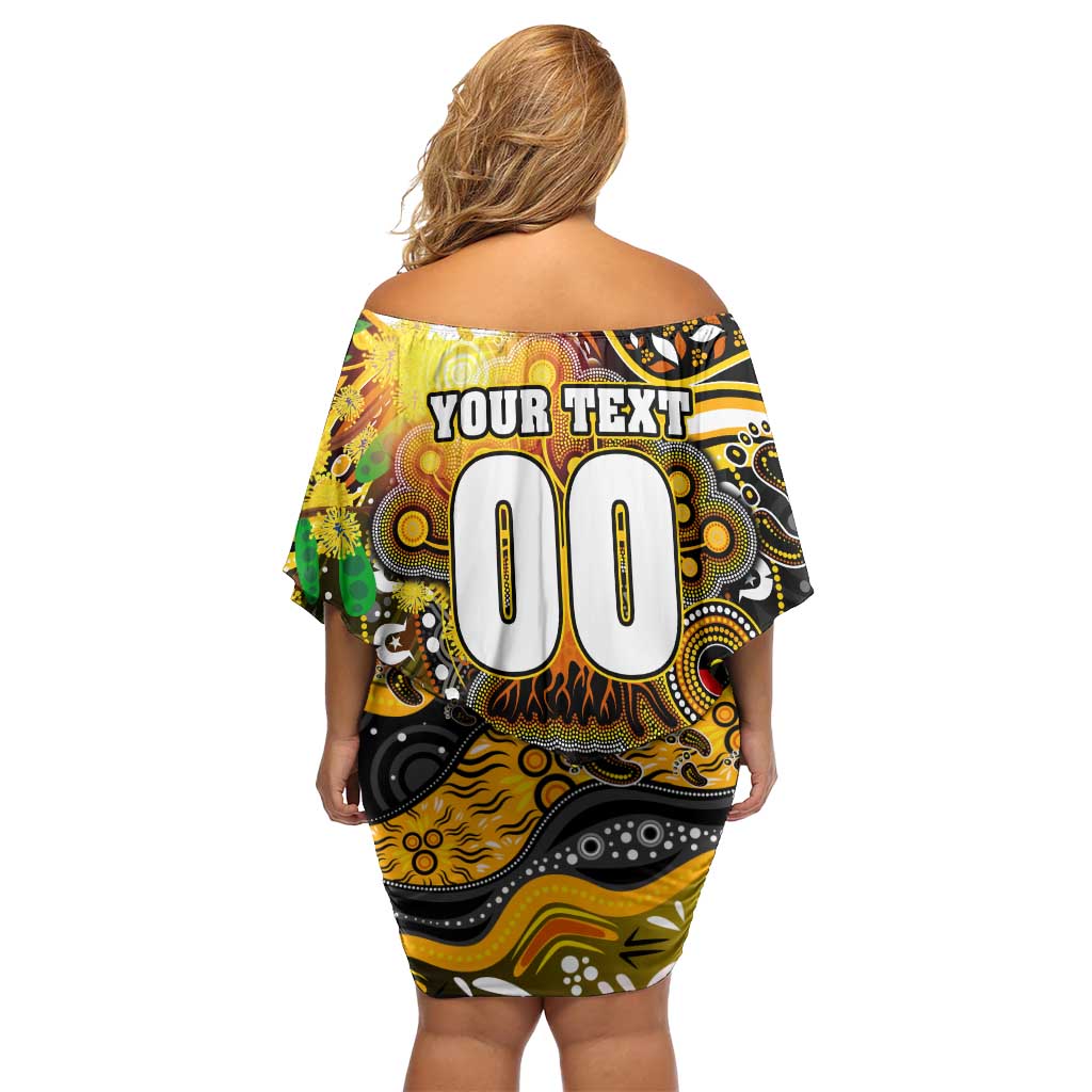 Personalised NAIDOC Week 2025 Tiger Football Family Matching Off Shoulder Short Dress and Hawaiian Shirt Aboriginal Dot Painting