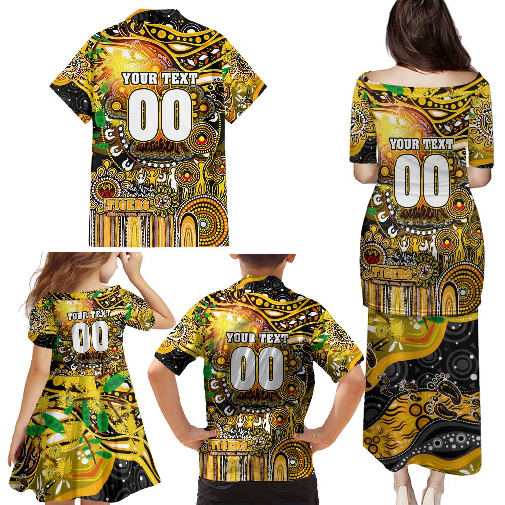 Personalised NAIDOC Week 2025 Tiger Football Family Matching Puletasi and Hawaiian Shirt Aboriginal Dot Painting