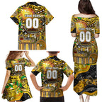 Personalised NAIDOC Week 2025 Tiger Football Family Matching Puletasi and Hawaiian Shirt Aboriginal Dot Painting