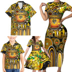Personalised NAIDOC Week 2025 Tiger Football Family Matching Short Sleeve Bodycon Dress and Hawaiian Shirt Aboriginal Dot Painting